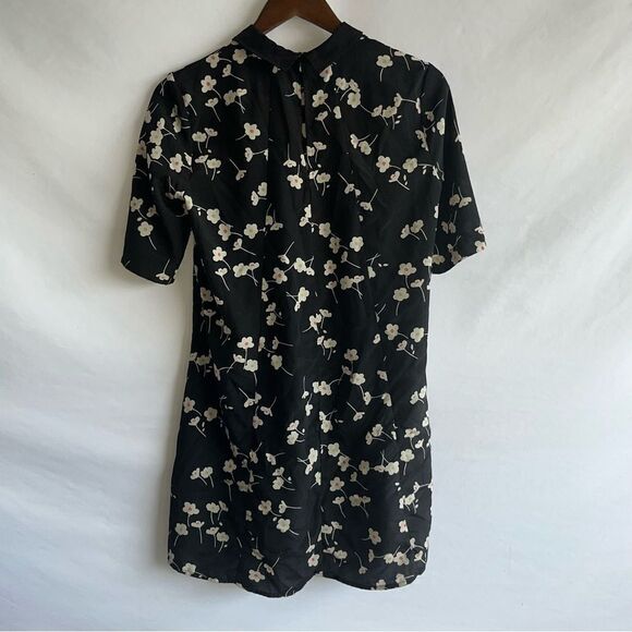 Women's BCBGeneration Black Floral Collared Short Sleeve Dress - Picture 8 of 9